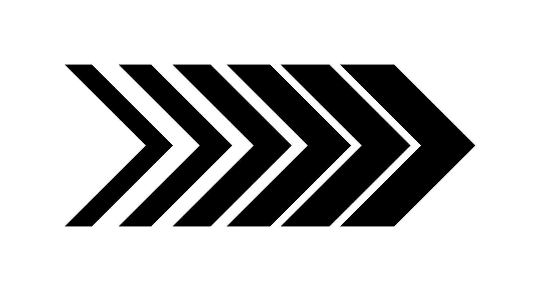 Black arrow icon symbolizing direction forward progress movement speed technology minimalistic chevron graphic simple shape dynamic navigation clean interface icon on transparent background vector