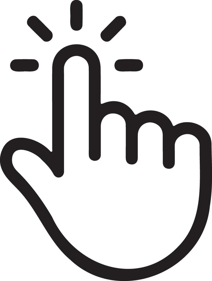 transparent and white icon of a hand pointing with a click animation vector