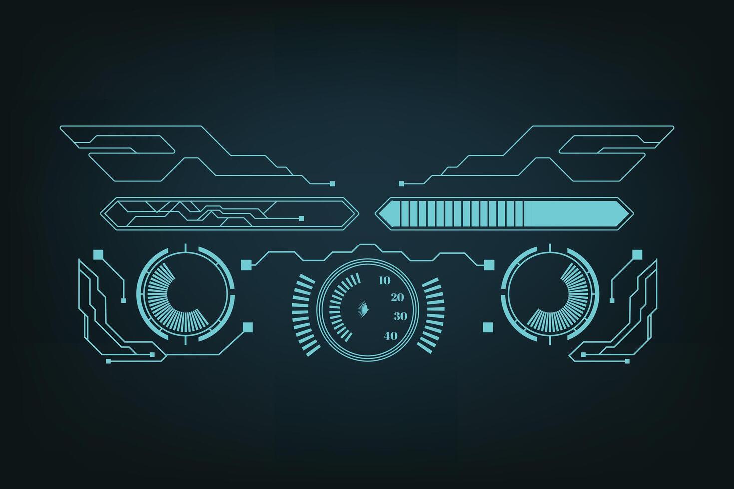 Futuristic HUD UI Elements Collection for Sci Fi Displays vector