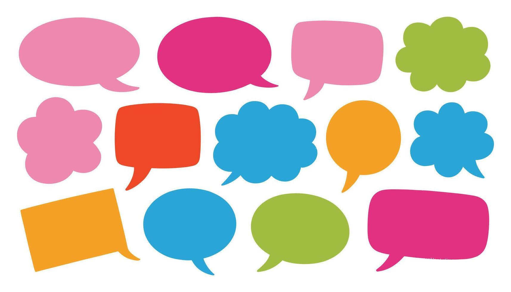 Collection of colorful speech bubbles and thought bubbles in various shapes and sizes chat bubble dialogue box vector