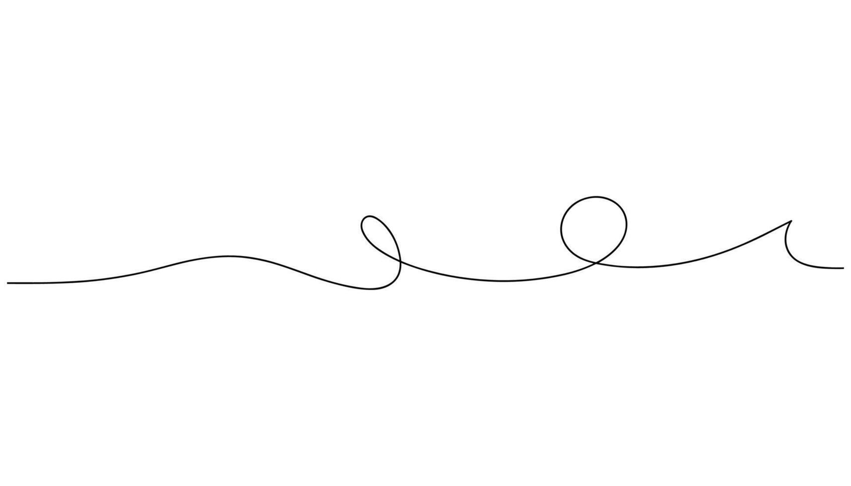 Black continuous line drawing of a roller coaster track with loops and a wave shape line art vector