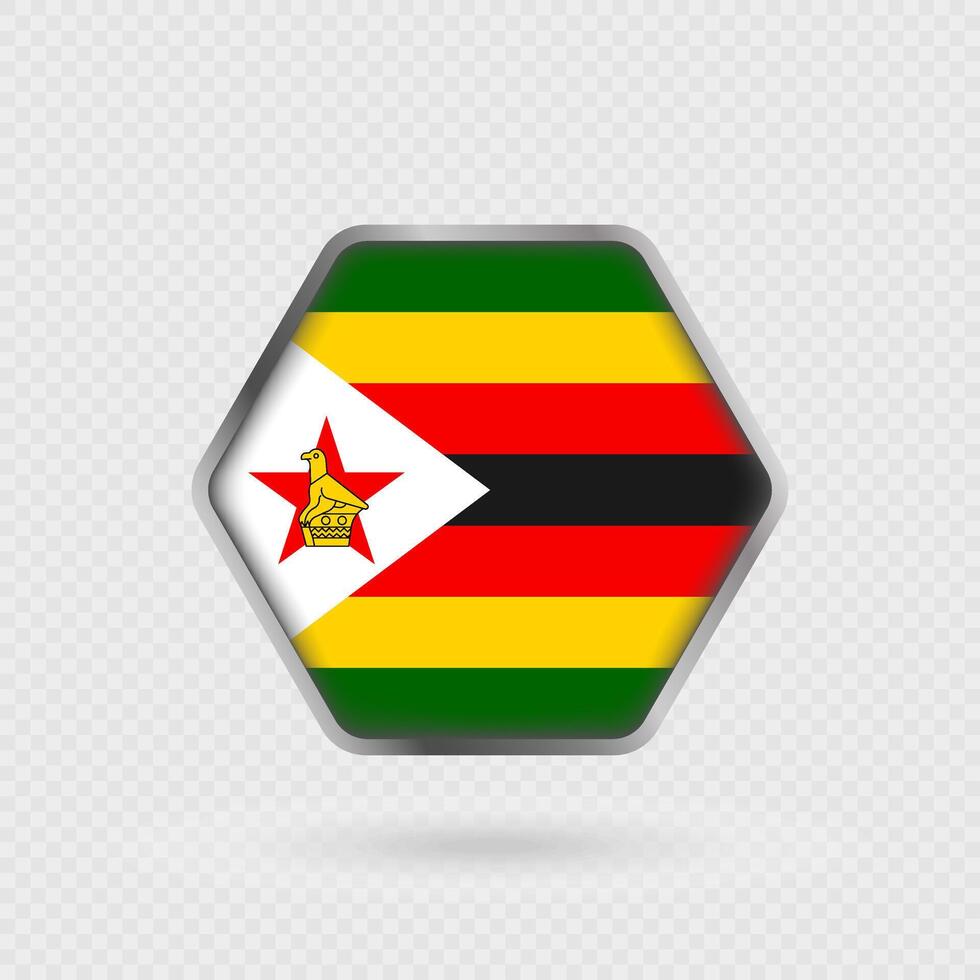 Zimbabwe flag in a hexagon frame. vector