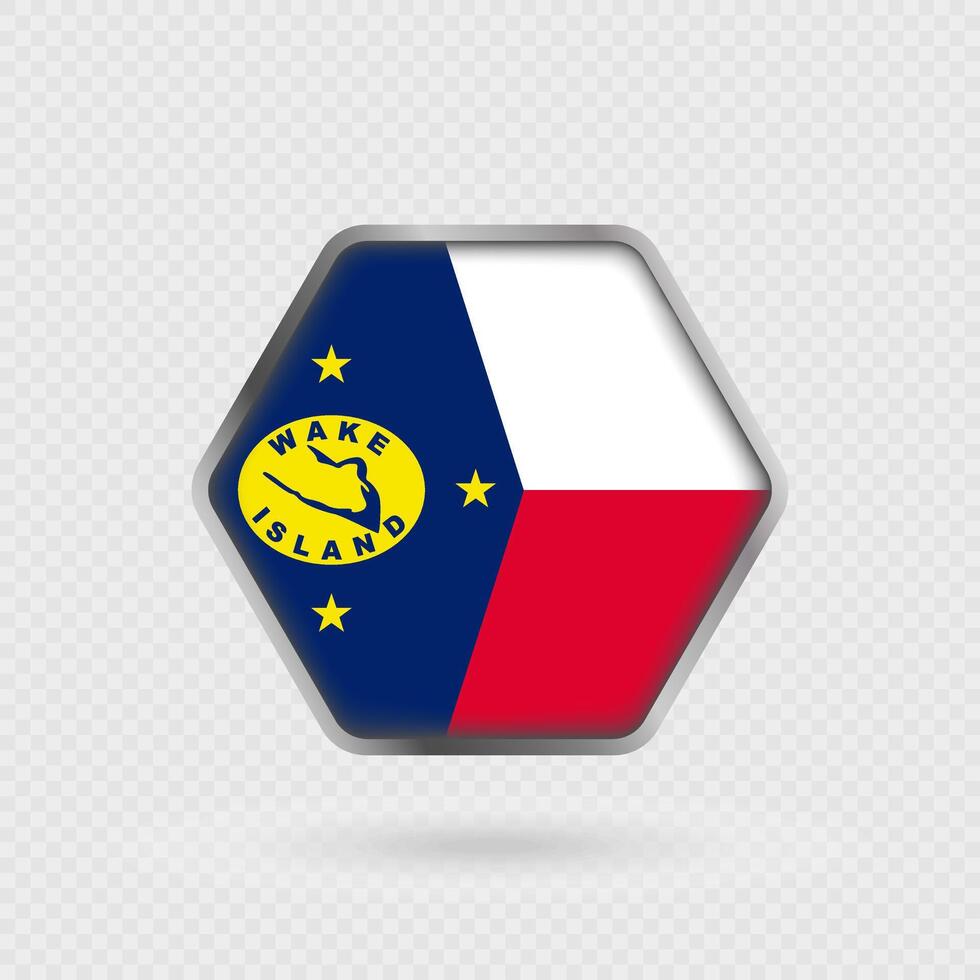 Wake Island flag in a hexagon frame. vector