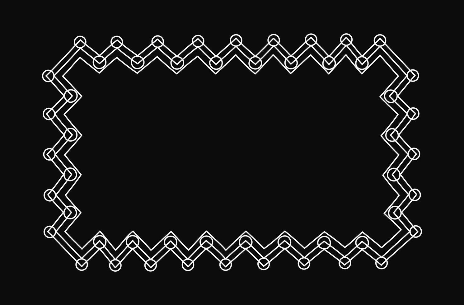 Abstract black and white banner. Geometric ornament, lines, circles. Simple frame and border with space for text. Hand-drawn illustration, isolated background. vector