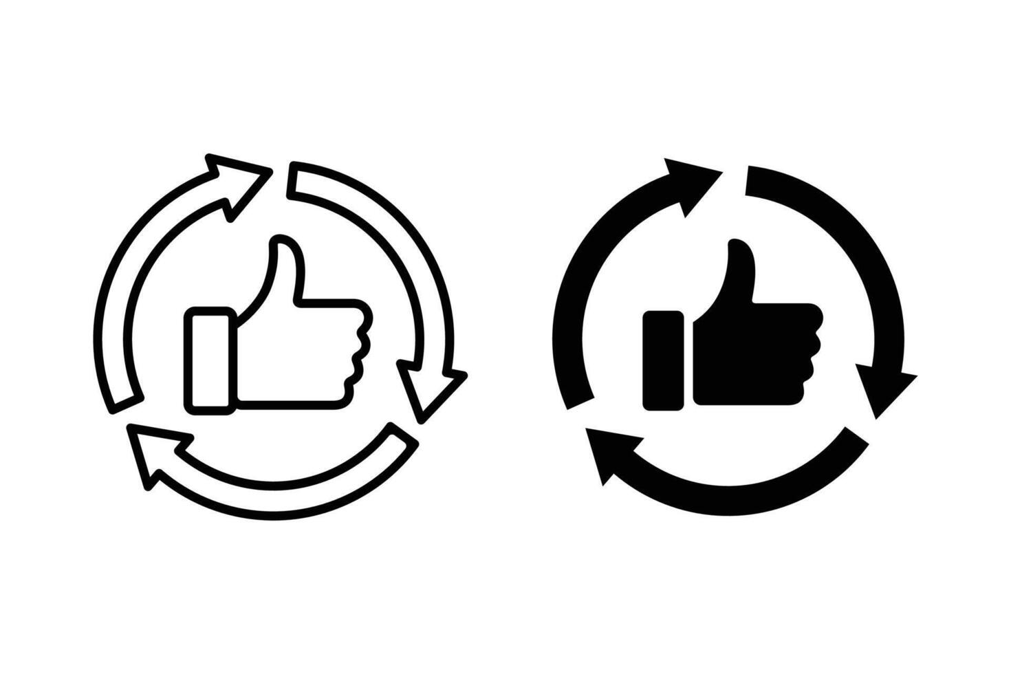 Feedback loop icon with thumbs up and arrow. Like icon vector