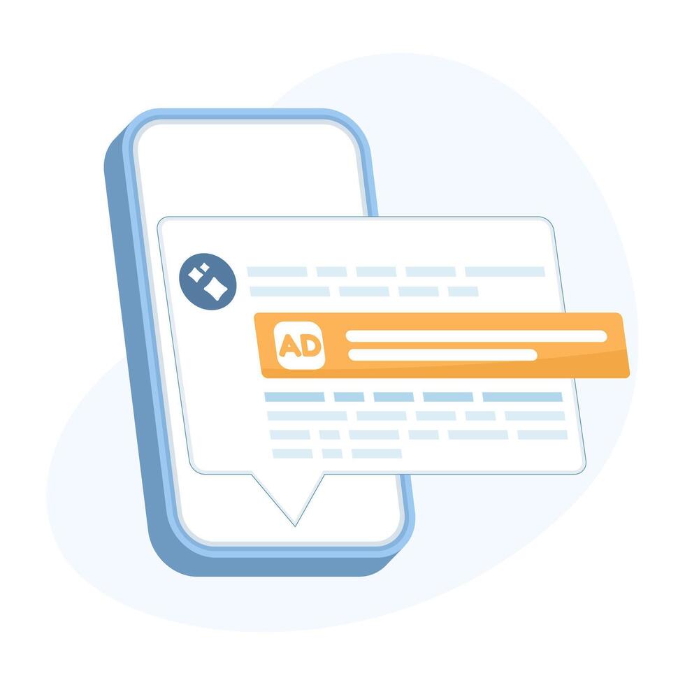 illustration of AI chat ads performance, showing a conversational bot that drives conversions with dynamic responses, transforming interactive advertising metrics through intelligent automation. vector