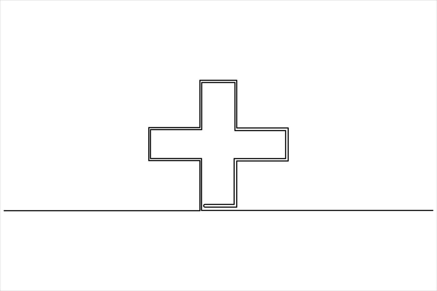 Continuous one line medical cross simple healthcare icon vector