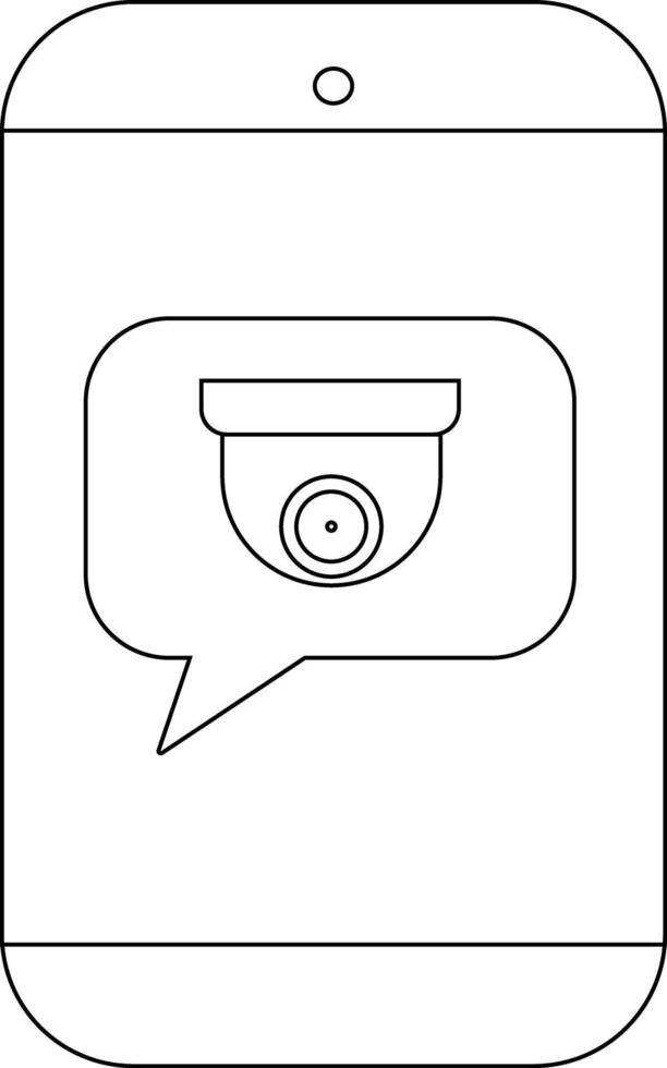 Phone displaying a surveillance camera in a speech bubble on its screen vector