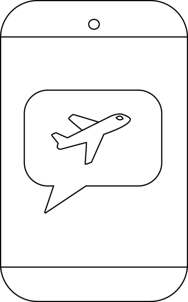 A smartphone with an airplane in a speech bubble on the screen vector