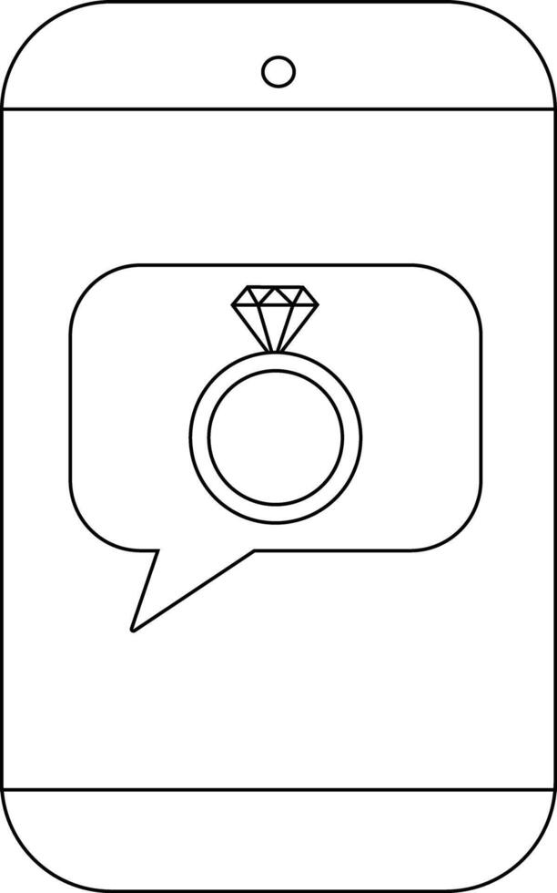 A cellphone shows a message of a ring with a diamond on the screen vector