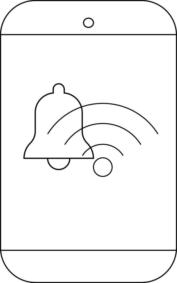 White smartphone with a notification bell icon and wifi waves displayed on the screen vector