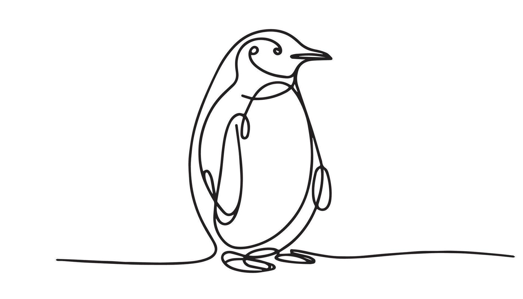 continuous line drawing of a penguin vector