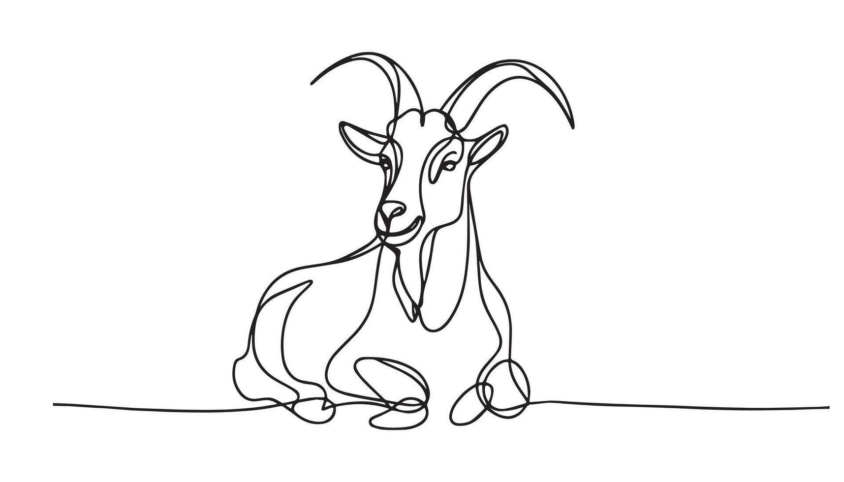 continuous line drawing of goat isolated on white background vector