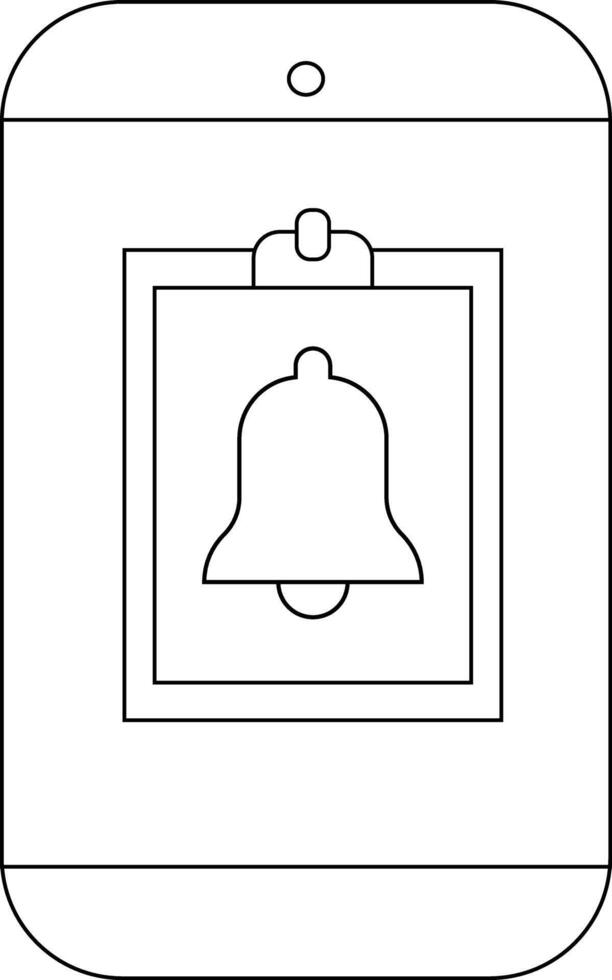 Mobile phone with a bell notification icon displayed on the screen vector