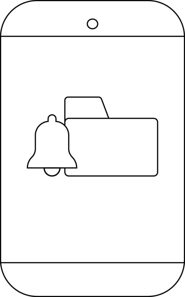 A phone shows a folder icon with a bell suggesting file notifications or alerts vector