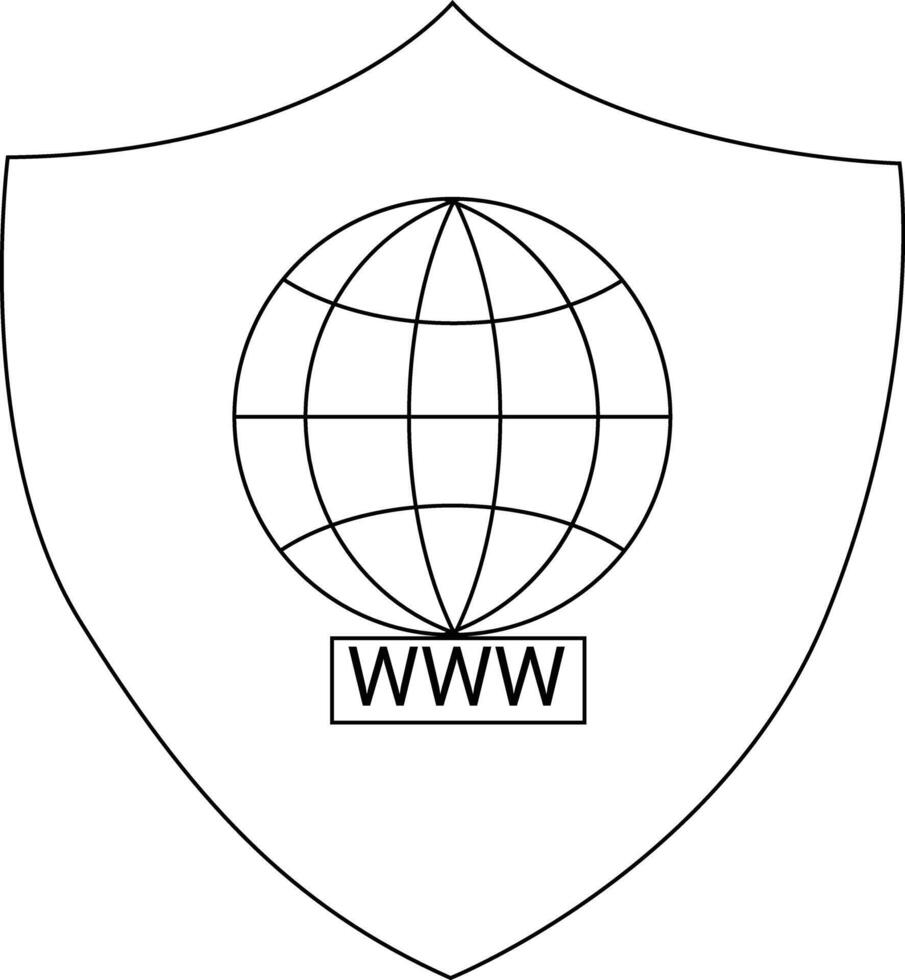 Shield with a globe and WWW text vector