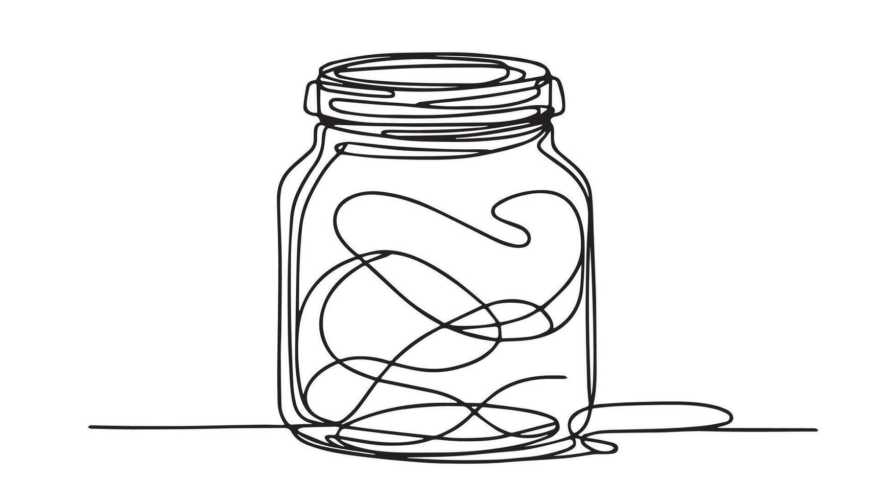 a line drawing of a jar with a string inside vector