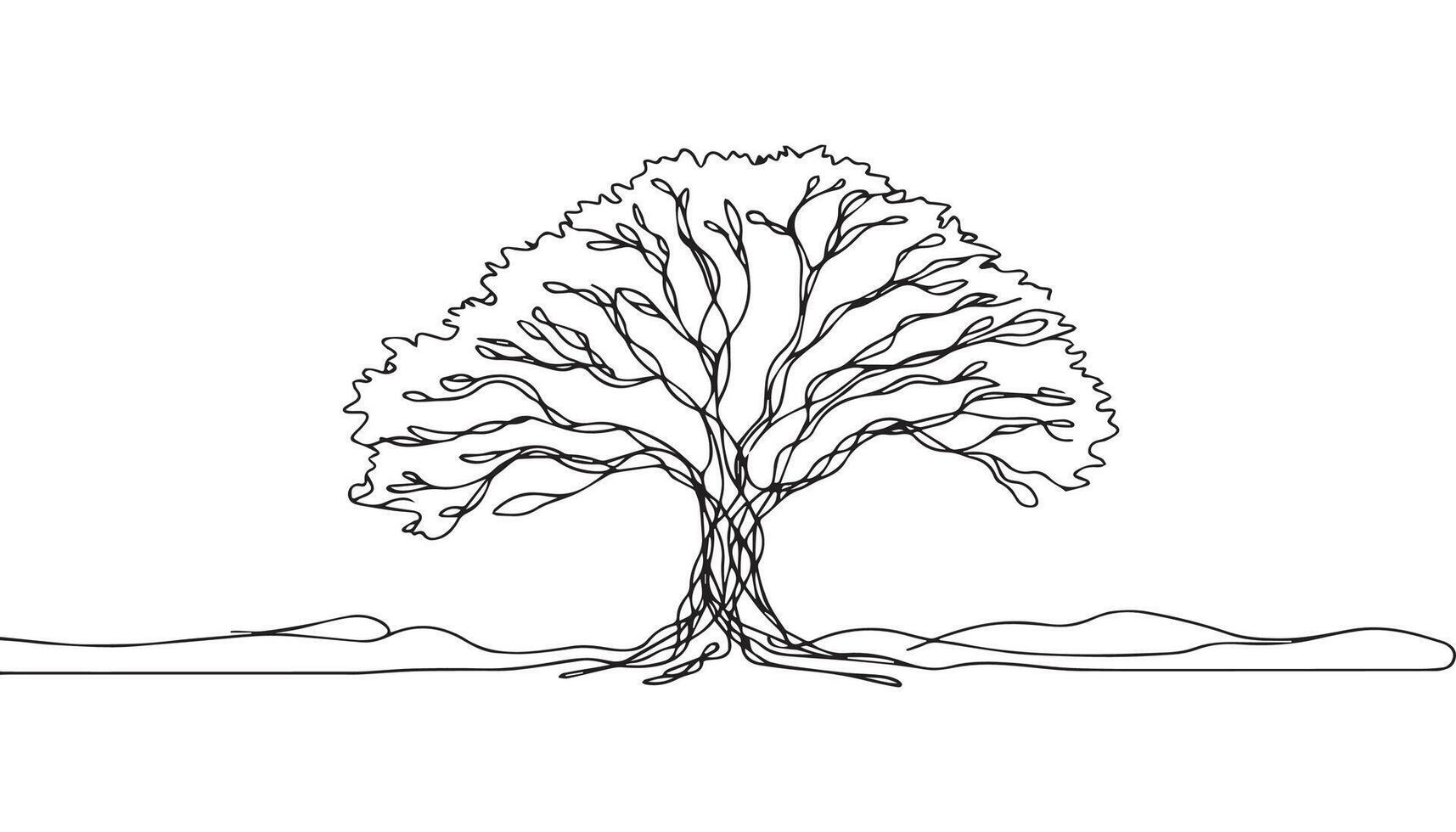 a tree with a single line drawing on it vector