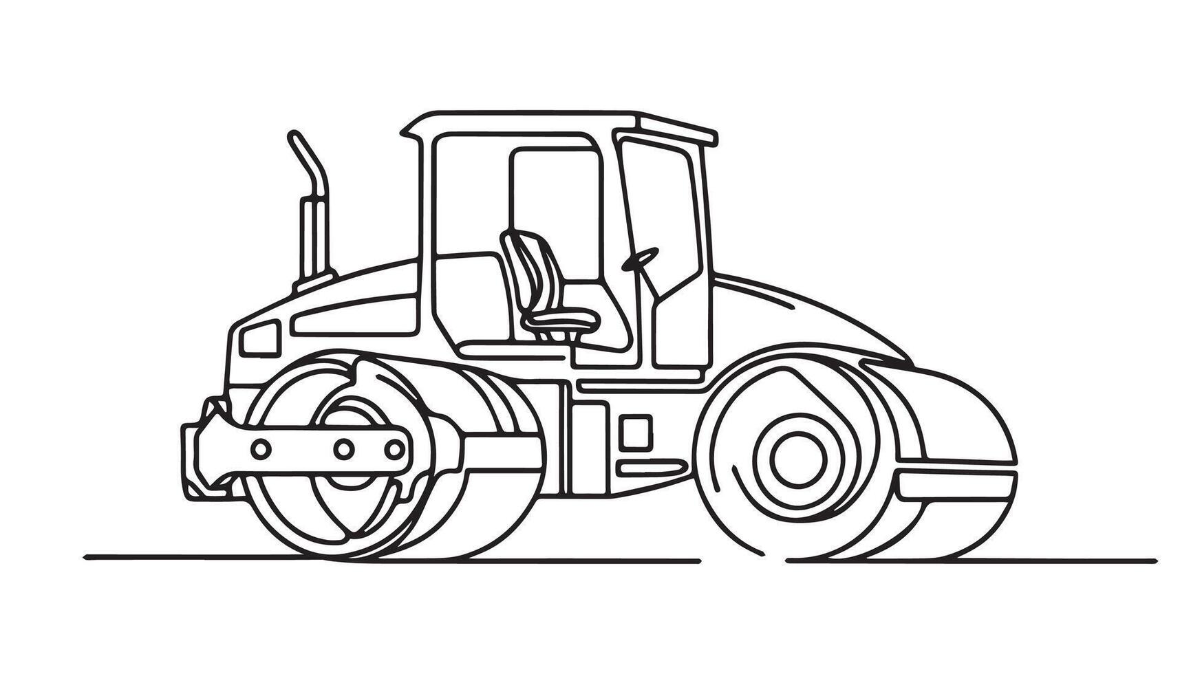 continuous drawing of a bulldozer on a white background vector
