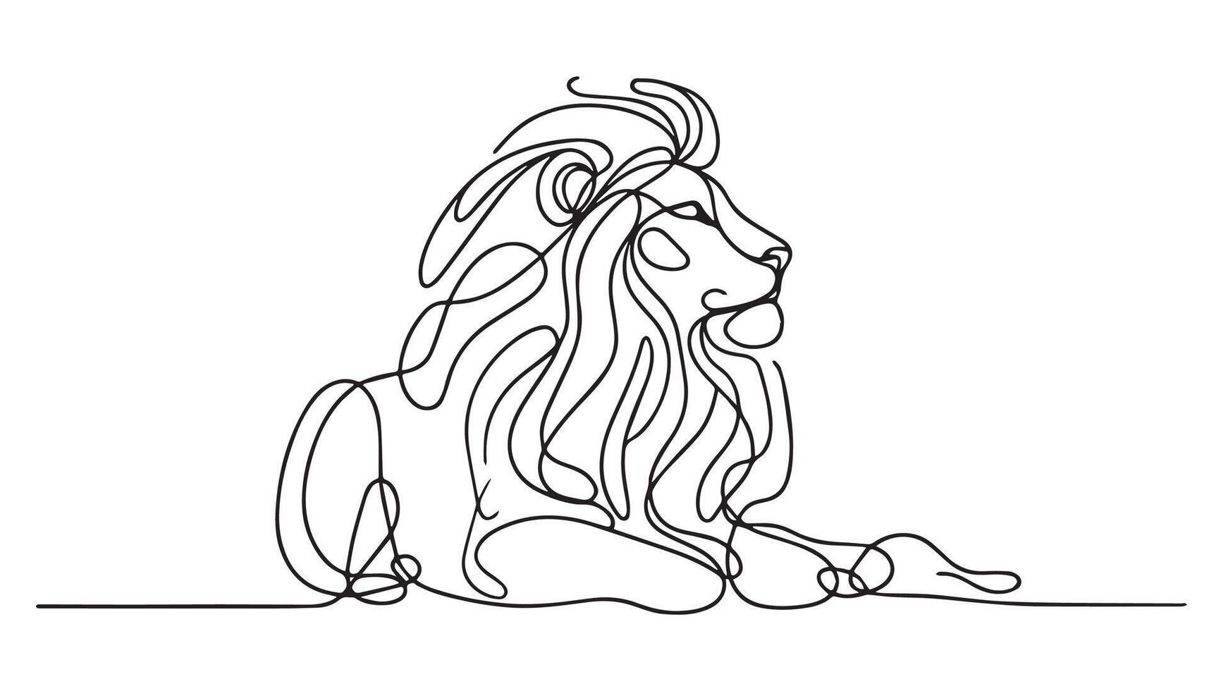 continuous line drawing of a lion vector