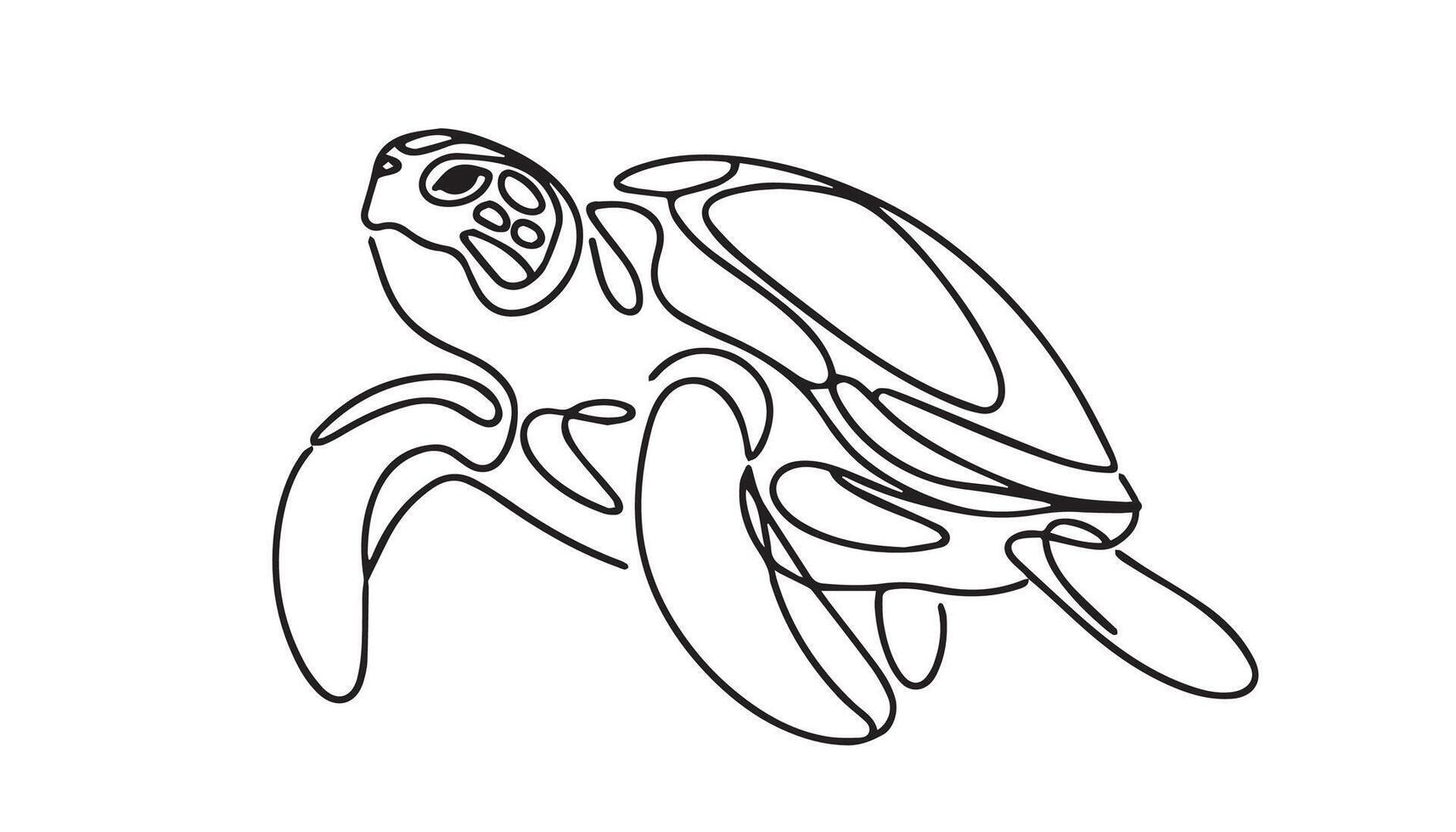 continuous turtle is shown in a line drawing vector