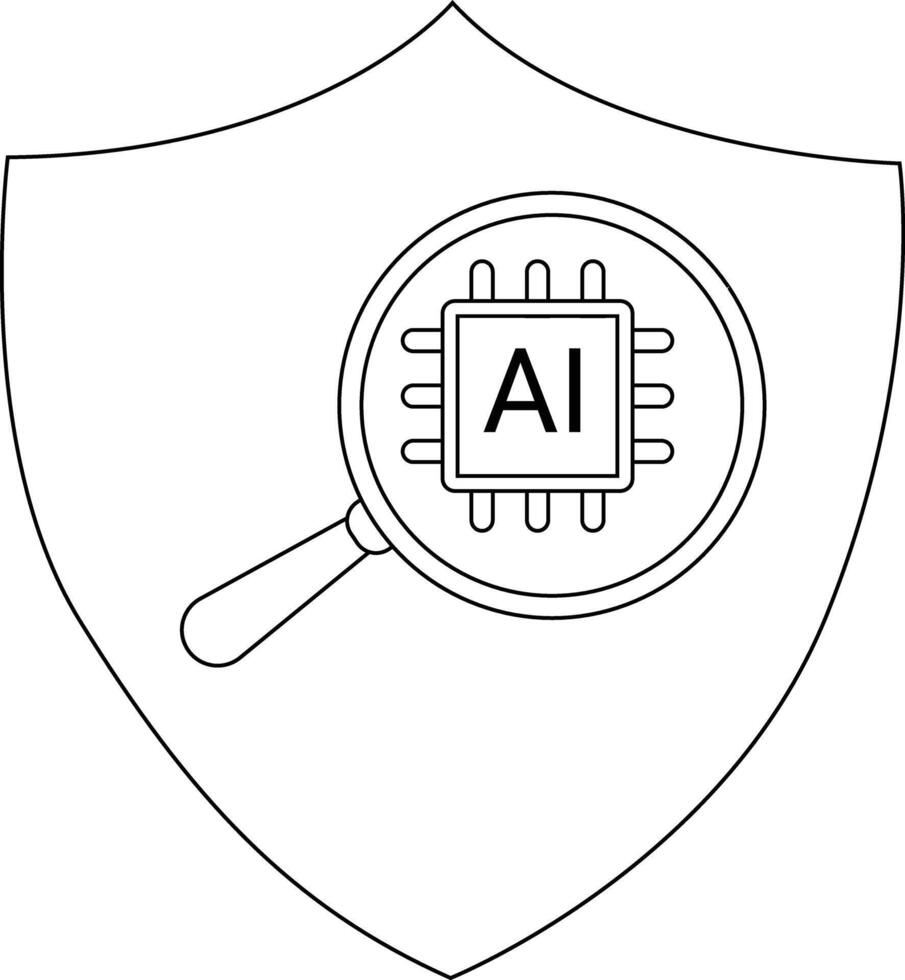 un aumentador vaso examina un ai chip conjunto en contra un proteger fondo vector