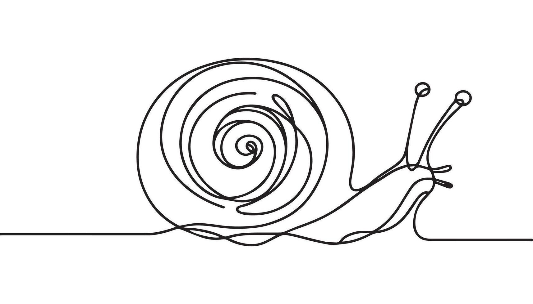 continuous line drawing of snail on white background vector