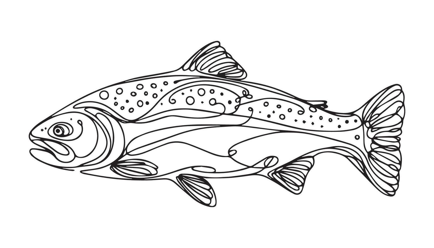 a drawing of a salmon fish with a pattern on it vector