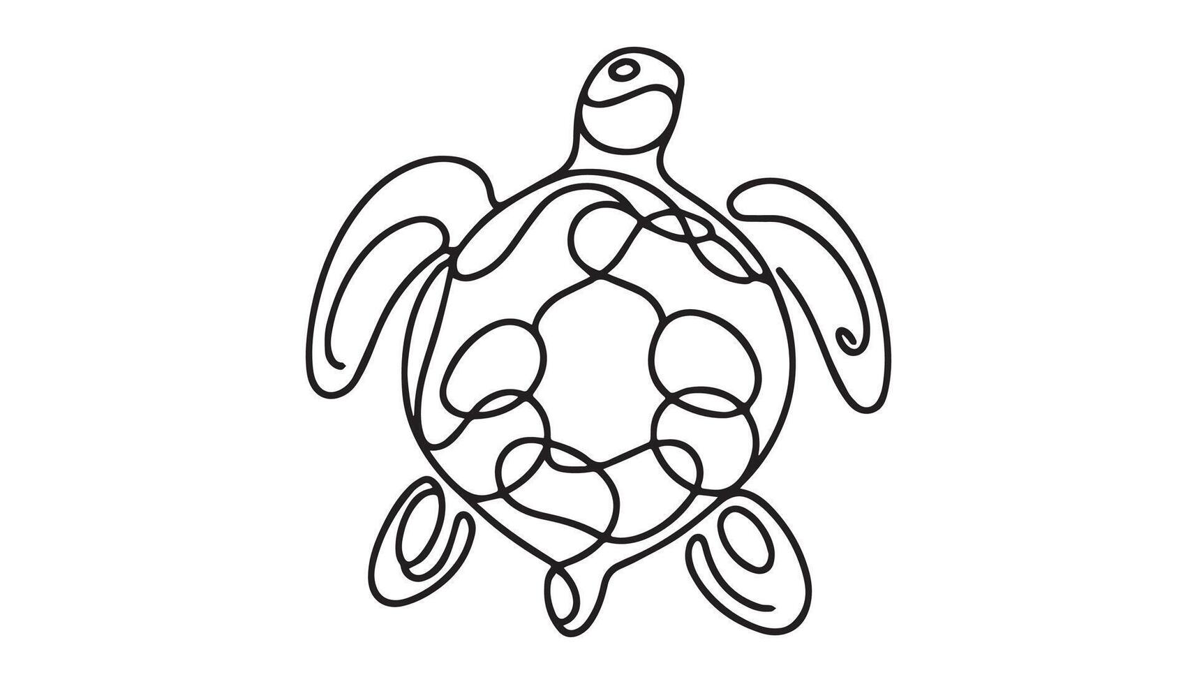 a continuous turtle is drawn in a line drawing vector