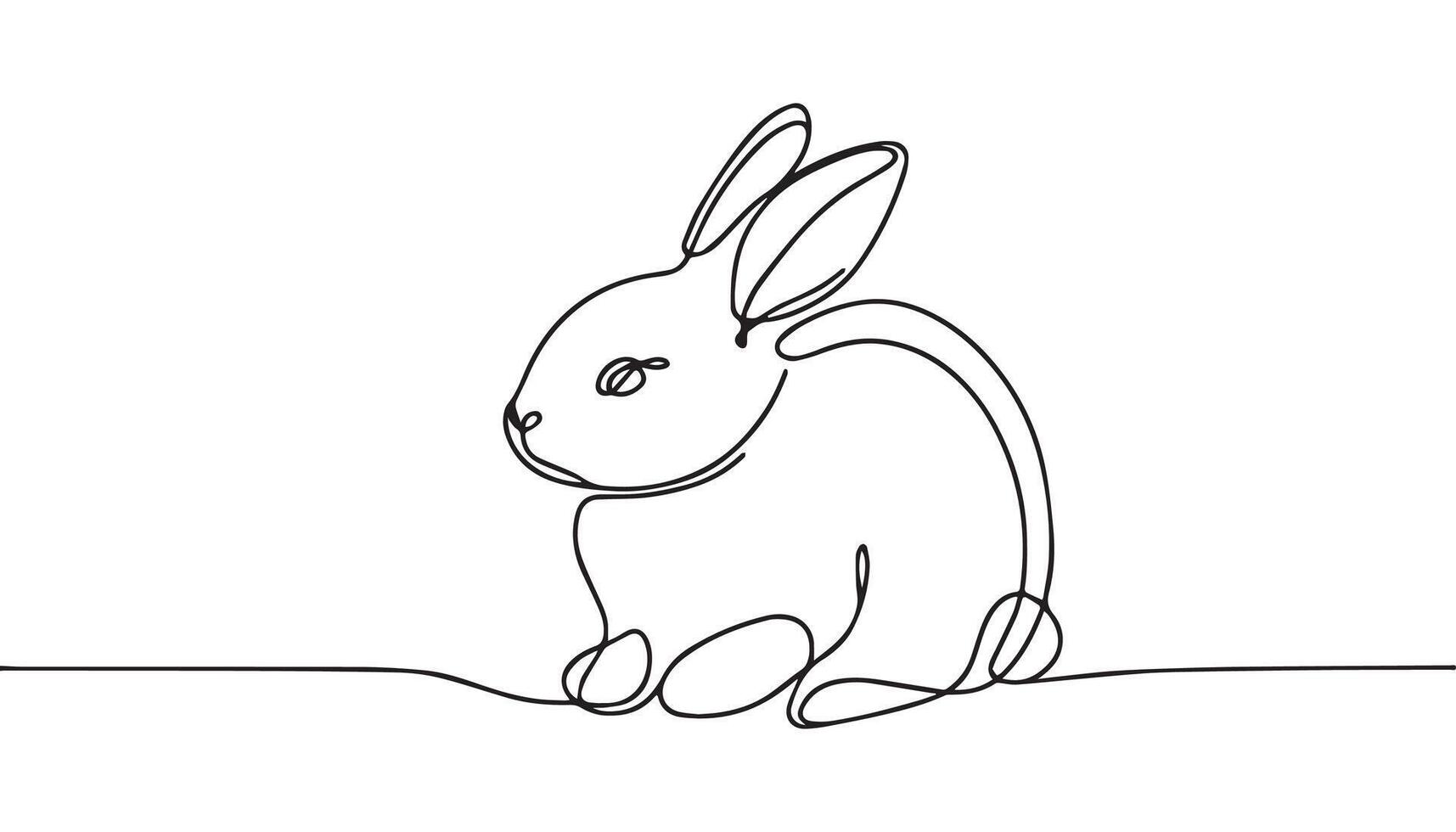continuous line art of a rabbit sitting on a white background vector