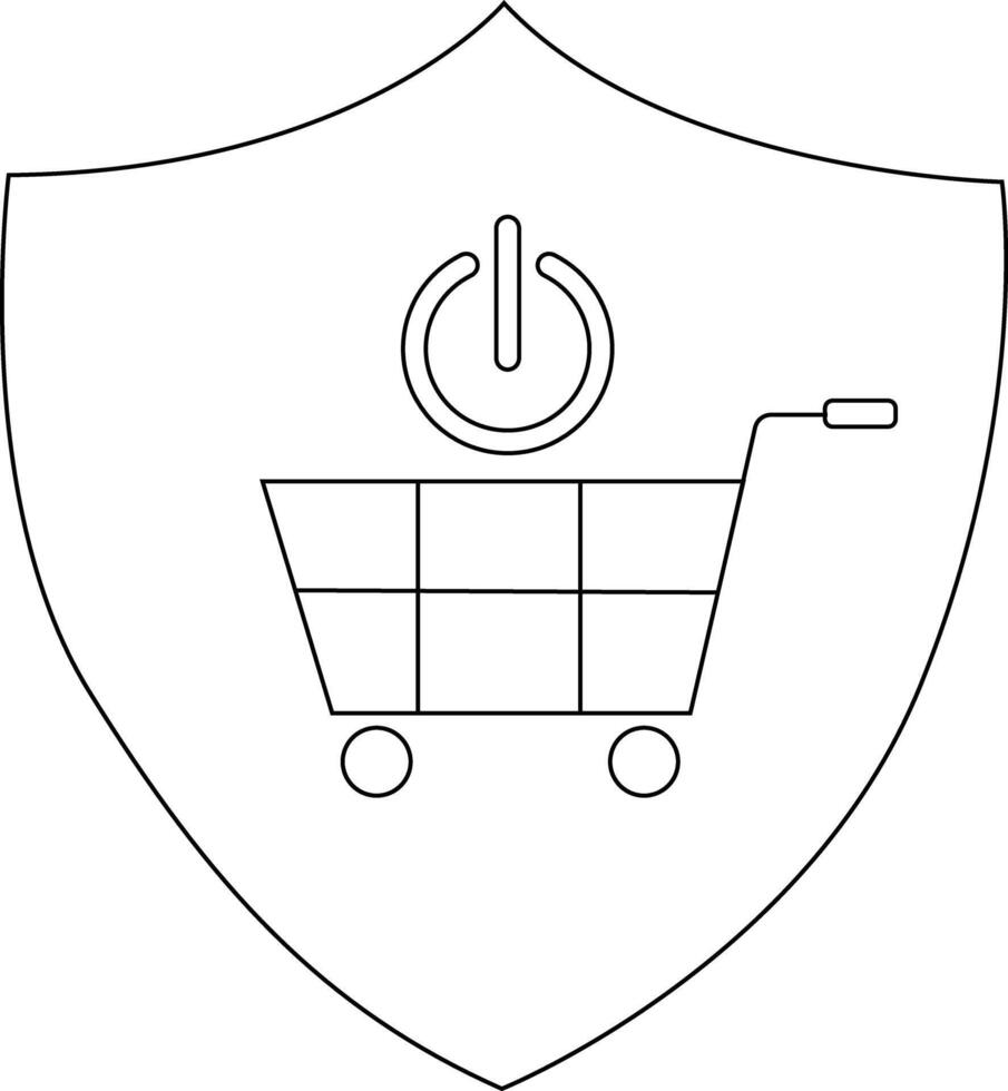 un proteger conteniendo un compras carro poder símbolo y líneas formando cuadrícula y círculos dentro el carros forma vector