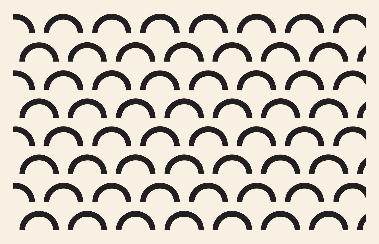 Minimalist black arches pattern on a light beige background creating a repeating geometric design vector