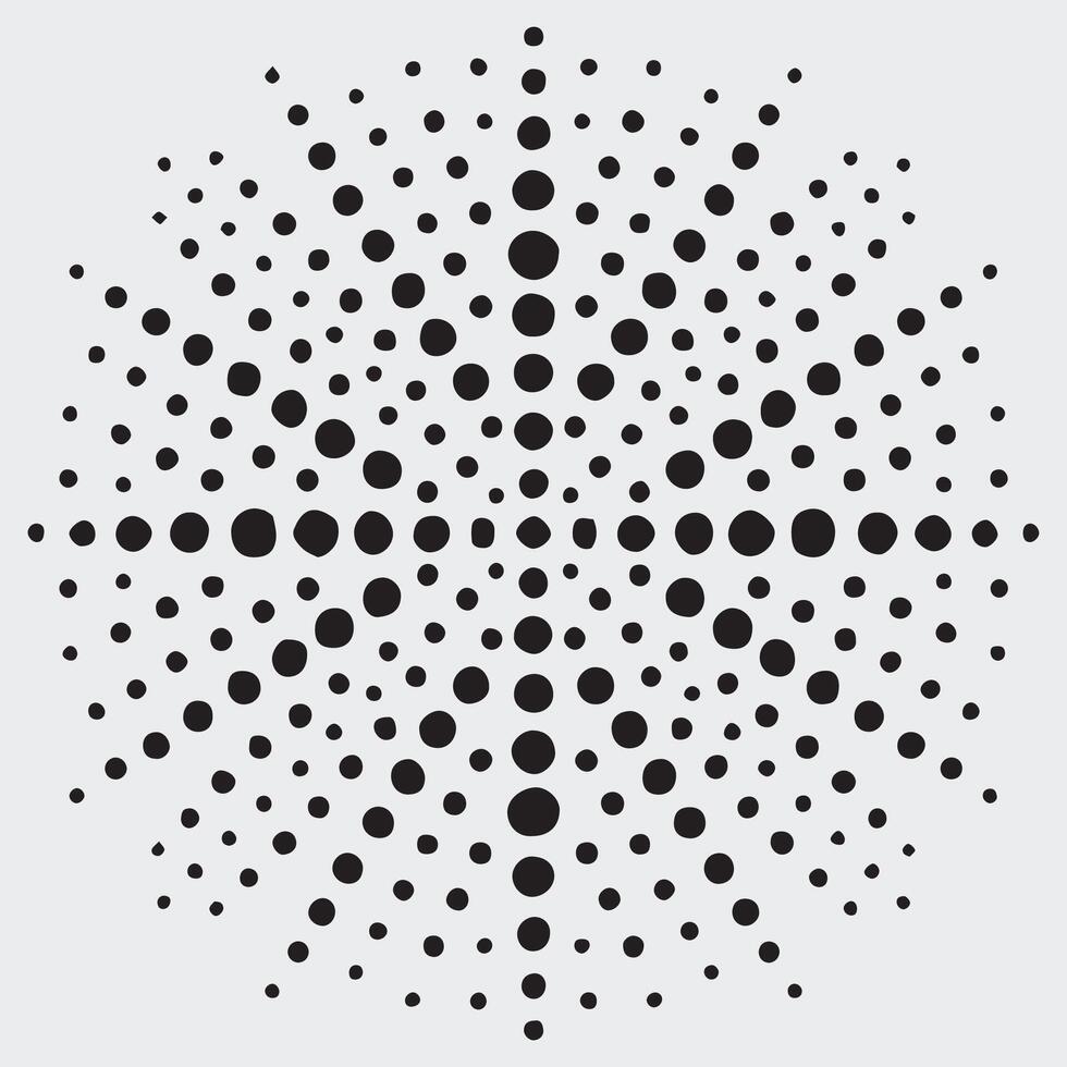 Intricate radial dot pattern abstract design with concentric circles and geometric symmetry vector