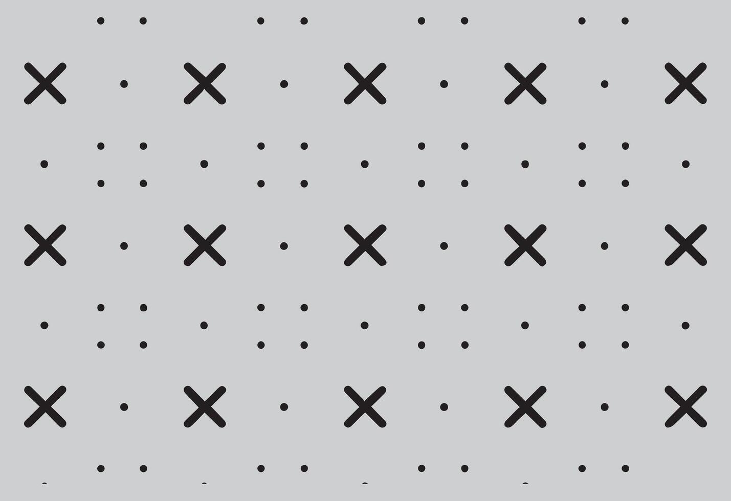 A simple geometric pattern featuring alternating black crosses and small dots on a light gray background vector