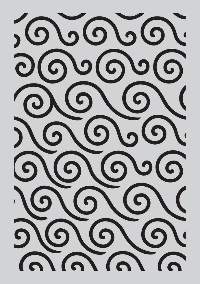Abstract black swirls and waves pattern on a light gray textured background vector