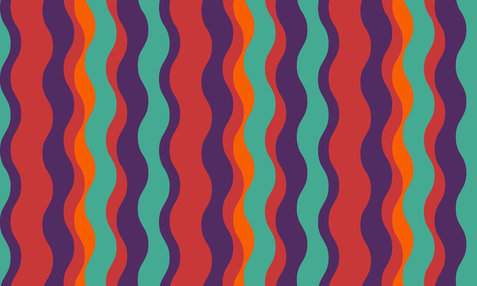 Vibrant wavy stripes in teal, red, and purple create a retroinspired pattern perfect for backgrounds, textiles, or website designs. vector