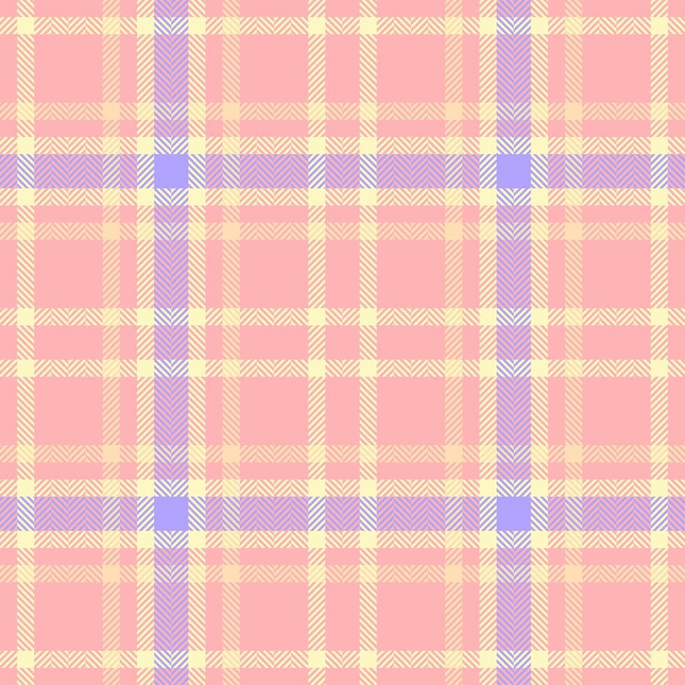 Pastel plaid pattern. Pink, yellow, and blue create a soft, versatile texture. Ideal for backgrounds, textiles, or whimsical designs. Adds a cozy, gentle touch. vector