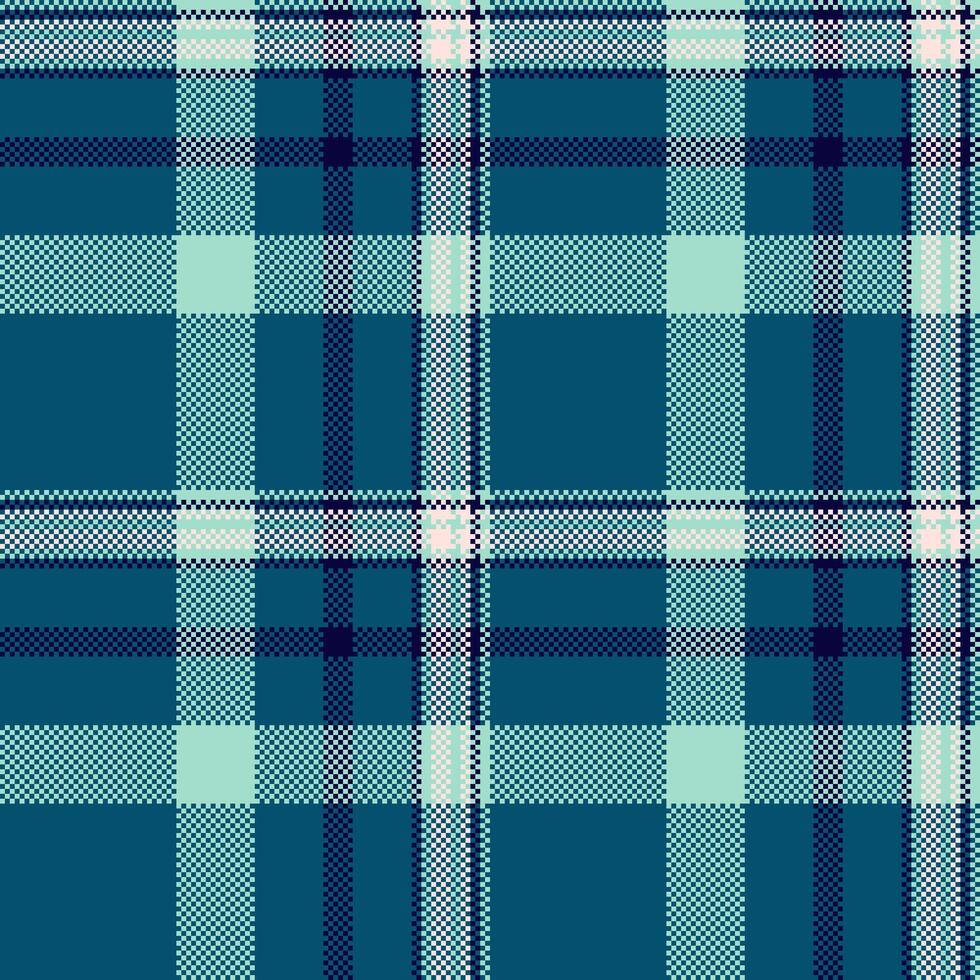 Classic pixelated tartan pattern in cool, calming blues. Perfect for backgrounds, textiles, or adding a retro touch. Evokes comfort and tradition. vector