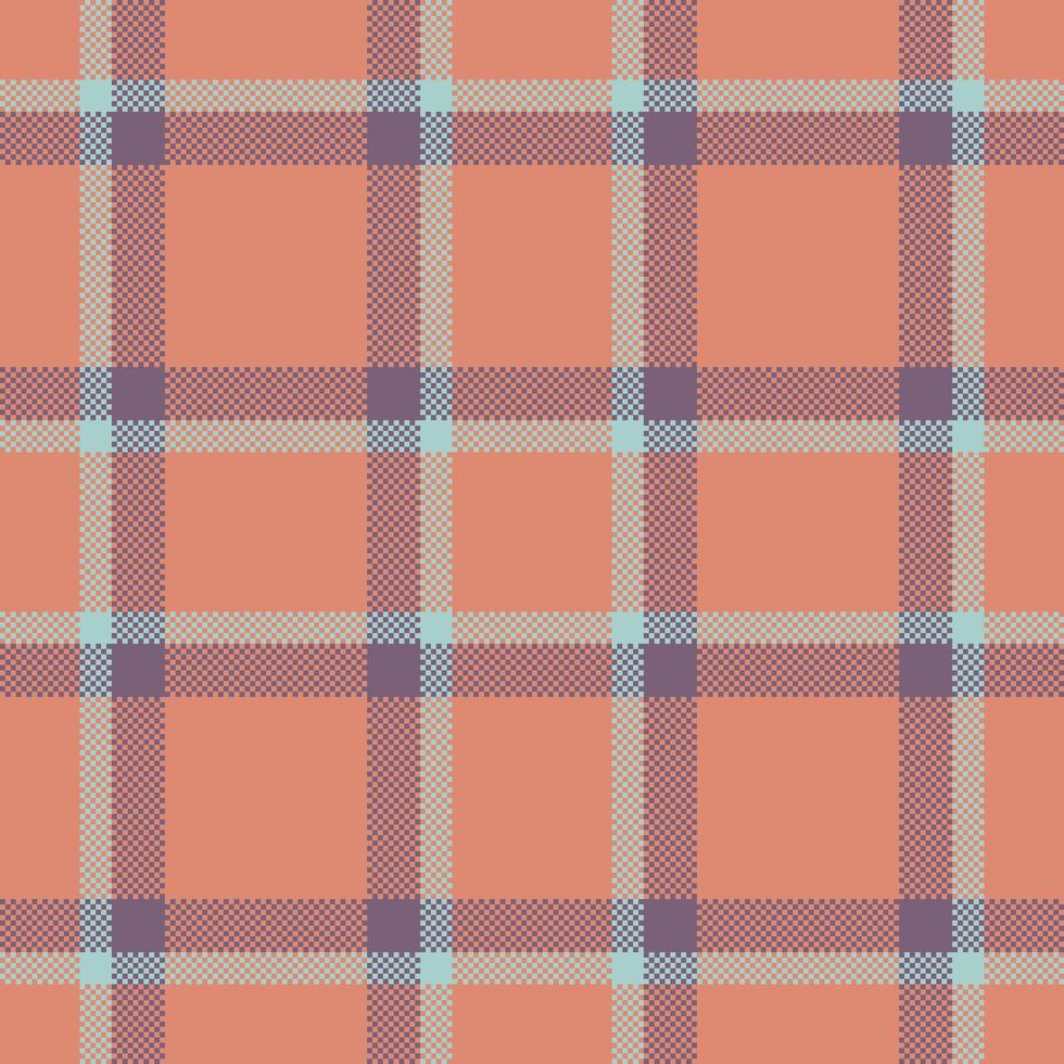 Seamless plaid pattern. Pixel art style tartan design in warm earthy hues. Versatile for backgrounds, textiles, and digital design. vector