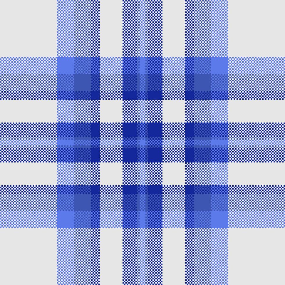 Blue plaid pattern for backgrounds, textiles, and designs. Classic tartan illustration. Pixelated texture for web or print use. vector