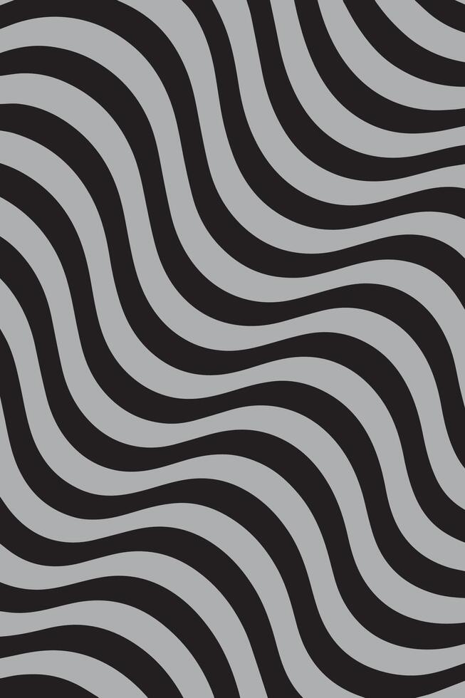 Abstract black and gray wavy stripes creating a mesmerizing optical illusion pattern vector