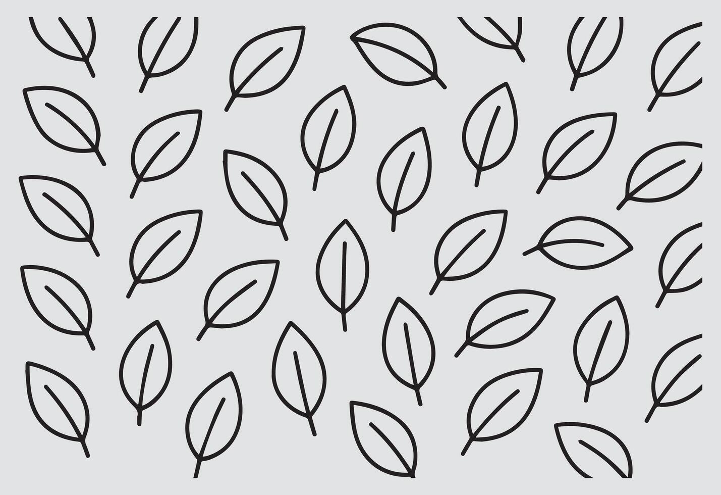 A repeating pattern of simple outline drawings of oval shaped leaves on a light gray background vector