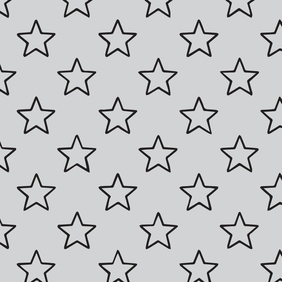 Simple black outline stars pattern on a light gray textured background repeating seamlessly vector