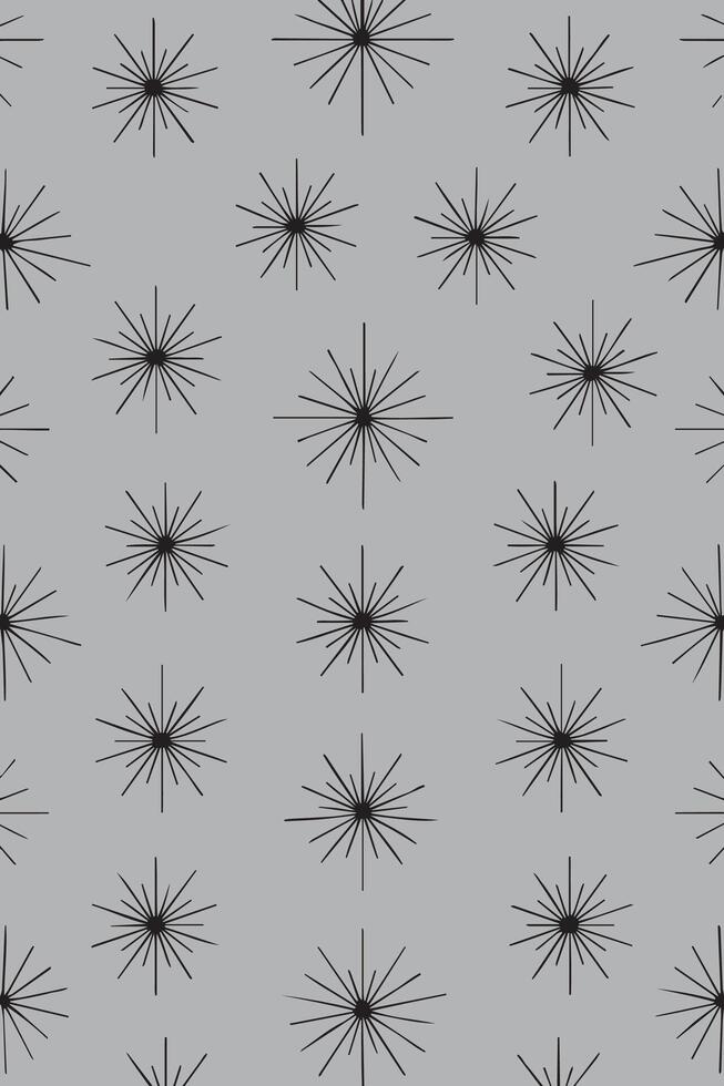 Abstract black starburst patterns repeating on a solid gray background with a subtle textured appearance vector