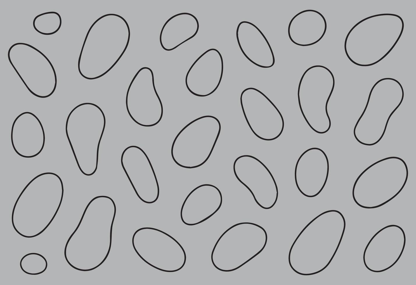 Abstract organic shapes with black outlines on a solid gray background pattern vector