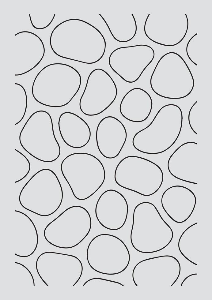 Abstract organic cell like shapes with thick black outlines creating a repeating pattern on a light gray background vector