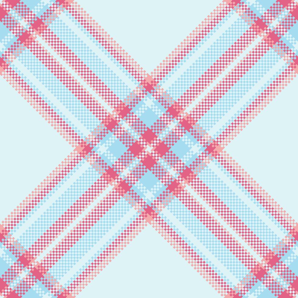 Pastel plaid pattern featuring intersecting pink and blue lines on a pale background. Retro aesthetic, suitable for backgrounds, textiles, or digital art. vector