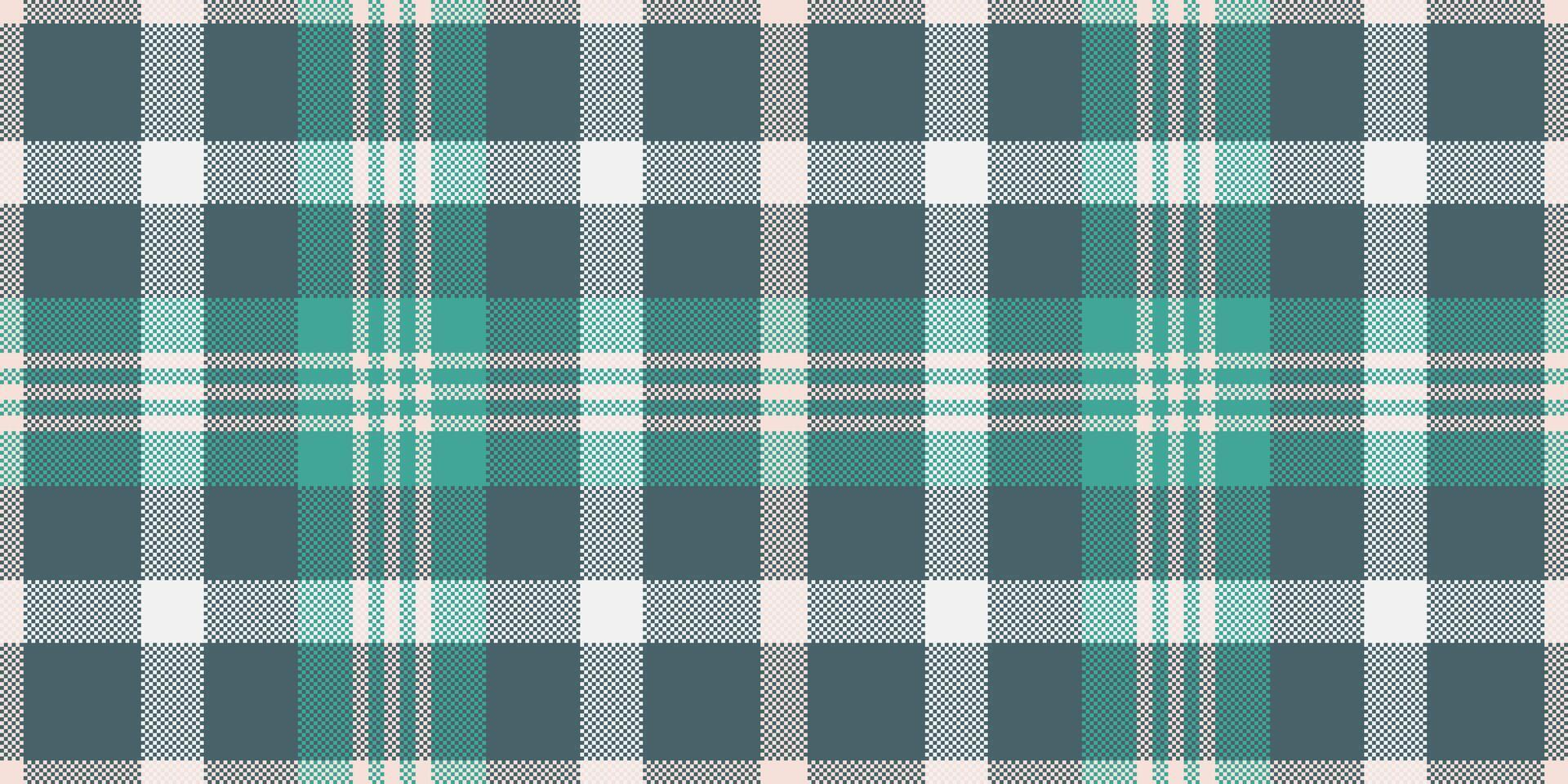 Classic checkered fabric background with teal and beige tones. Could symbolize tradition, warmth, or a comfortable, familiar pattern. Textile design, wrapping, crafts. vector