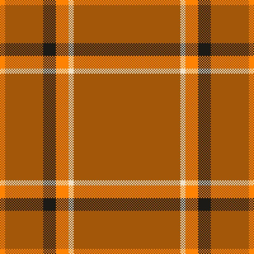 Warm, pixelated plaid pattern. A seamless, retro design with earth tones. Ideal for textile, web, or graphic projects needing a vintage, rustic feel. vector