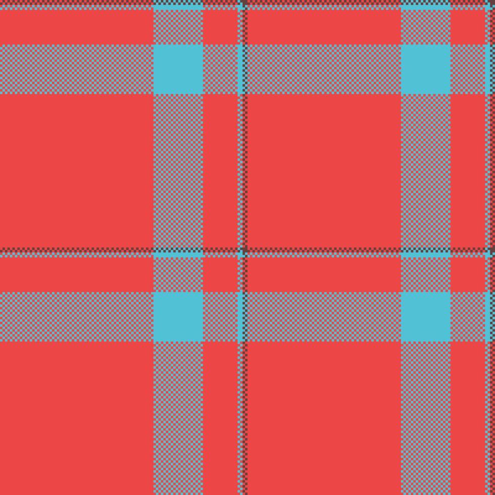 Vibrant textile pattern. A seamless design with bold coral and light blue intersecting lines creates a striking plaid texture. Ideal for backgrounds and creative projects. vector